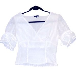 Swiss dot cropped blouse